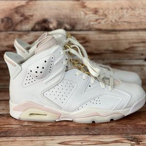 Nike Air Jordan Retro 6 Gold Hoops DH9696-100 Womens Size 10 Sneakers Pink